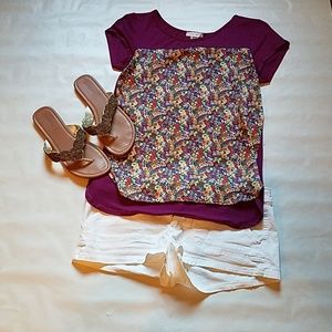 Purple t-shirt with flower pattern